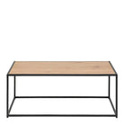 Seaford Rectangular Black Metal Coffee Table with Oak Top - Price Crash Furniture