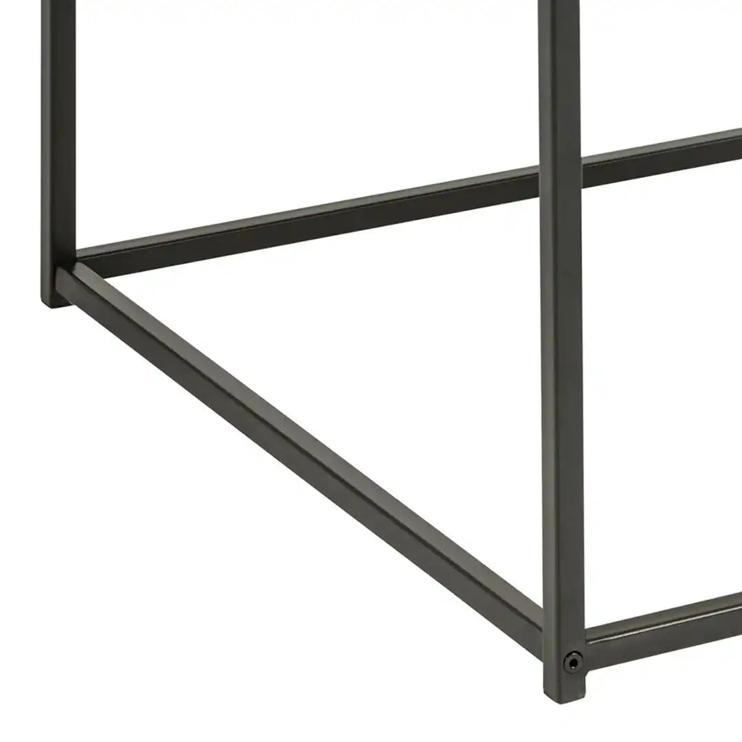 Seaford Square Black Metal Coffee Table with Oak Top - Price Crash Furniture