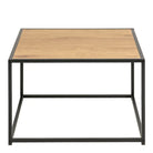 Seaford Square Black Metal Coffee Table with Oak Top - Price Crash Furniture