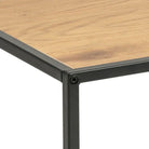 Seaford Square Black Metal Coffee Table with Oak Top - Price Crash Furniture