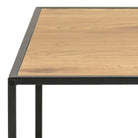 Seaford Square Black Metal Coffee Table with Oak Top - Price Crash Furniture