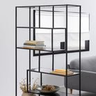 Seaford Black Metal Large Asymmetrical Bookcase with 5 Black Shelves - Price Crash Furniture