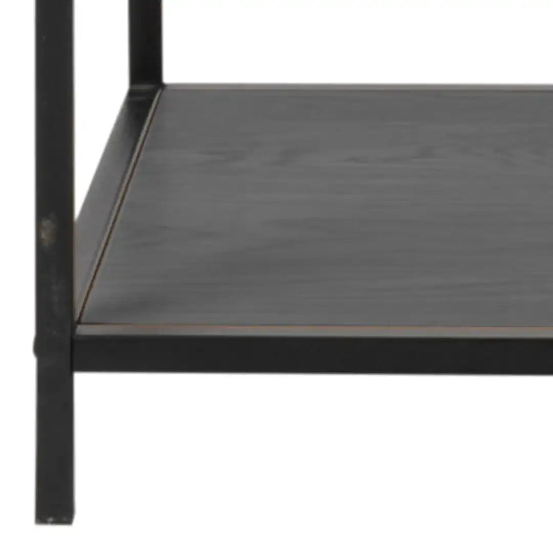 Seaford Black Metal Large Asymmetrical Bookcase with 5 Black Shelves - Price Crash Furniture