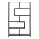 Seaford Black Metal Large Asymmetrical Bookcase with 5 Black Shelves - Price Crash Furniture