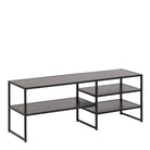 Seaford Black Metal Open TV Unit with 3 Black Shelves - Price Crash Furniture