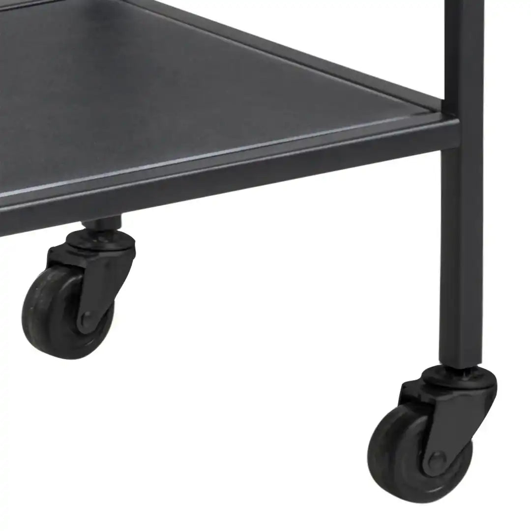 Seaford Black Metal Serving Trolley with Glass Top - Price Crash Furniture