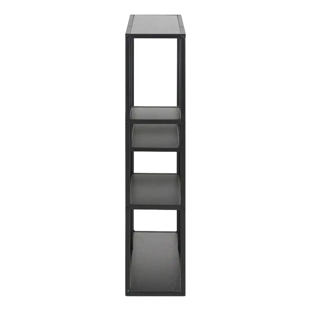 Seaford Black Metal Wall Shelf with 3 Additional Black Shelves - Price Crash Furniture