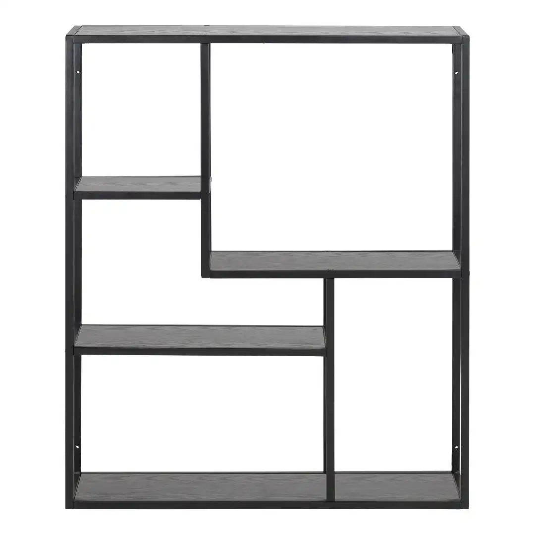 Seaford Black Metal Wall Shelf with 3 Additional Black Shelves - Price Crash Furniture
