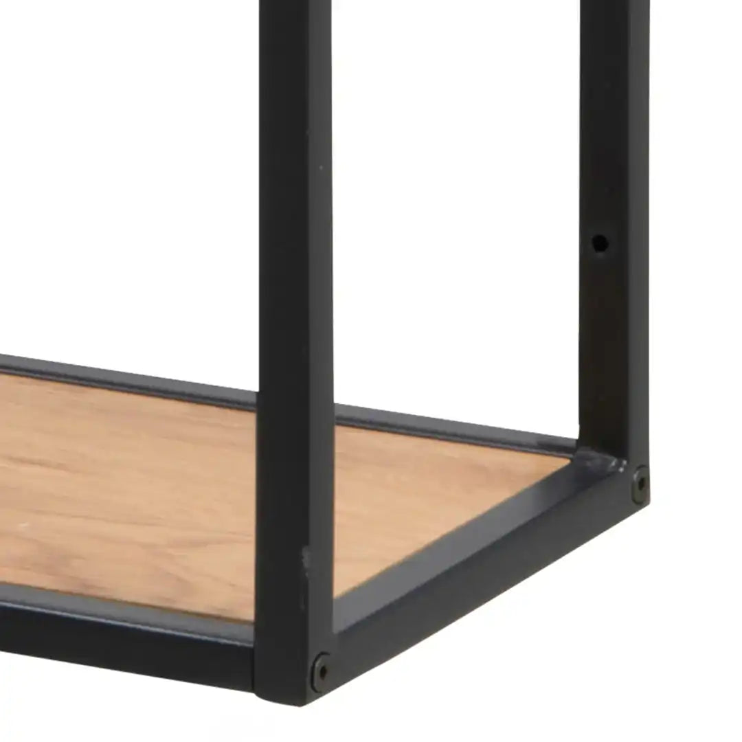 Seaford Black Metal Wide Wall Shelf with 3 Additional Oak Shelves - Price Crash Furniture