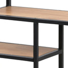 Seaford Black Metal Wide Wall Shelf with 3 Additional Oak Shelves - Price Crash Furniture