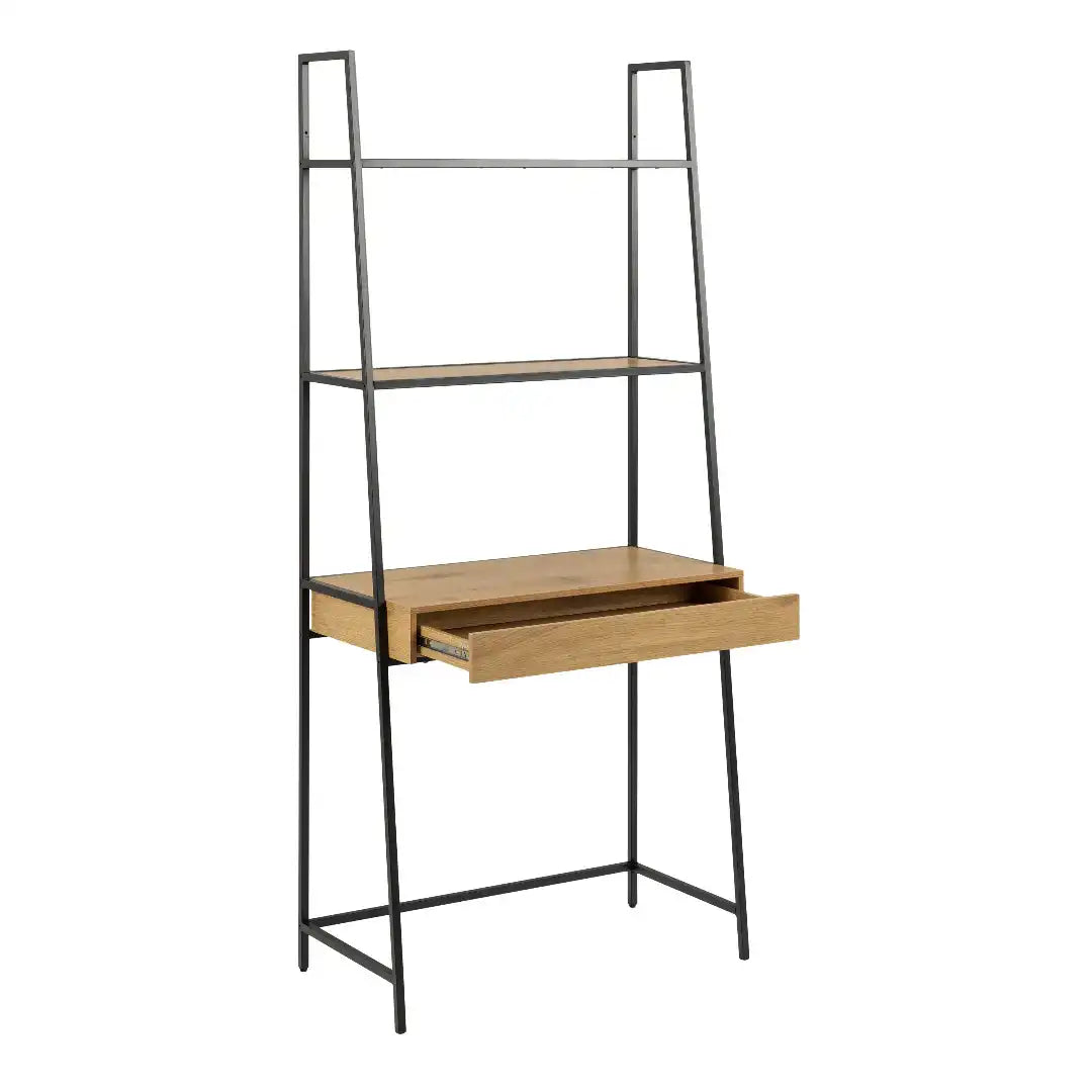 Seaford Bookcase with 1 Drawer in Black and Oak - Price Crash Furniture