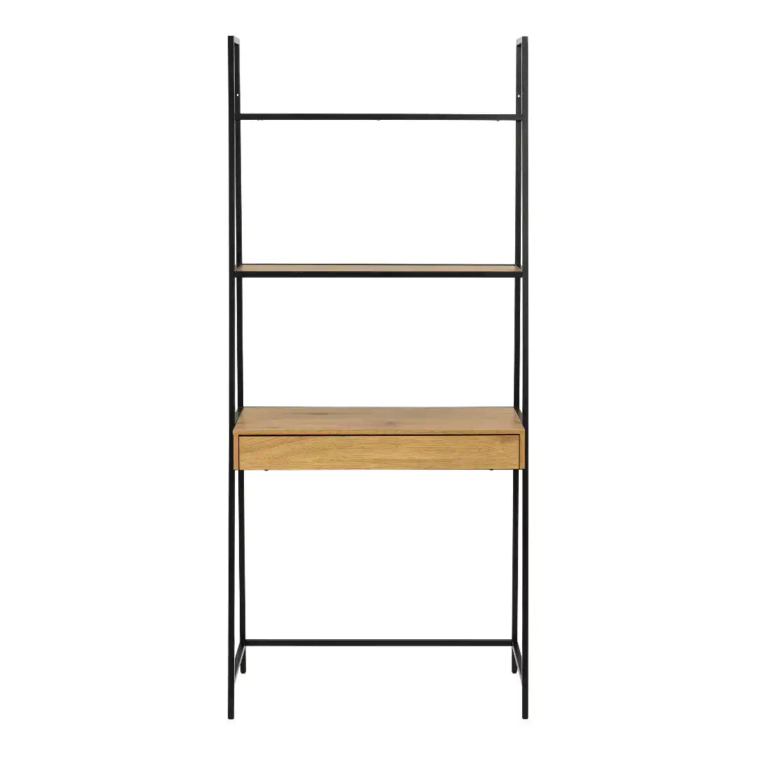 Seaford Bookcase with 1 Drawer in Black and Oak - Price Crash Furniture
