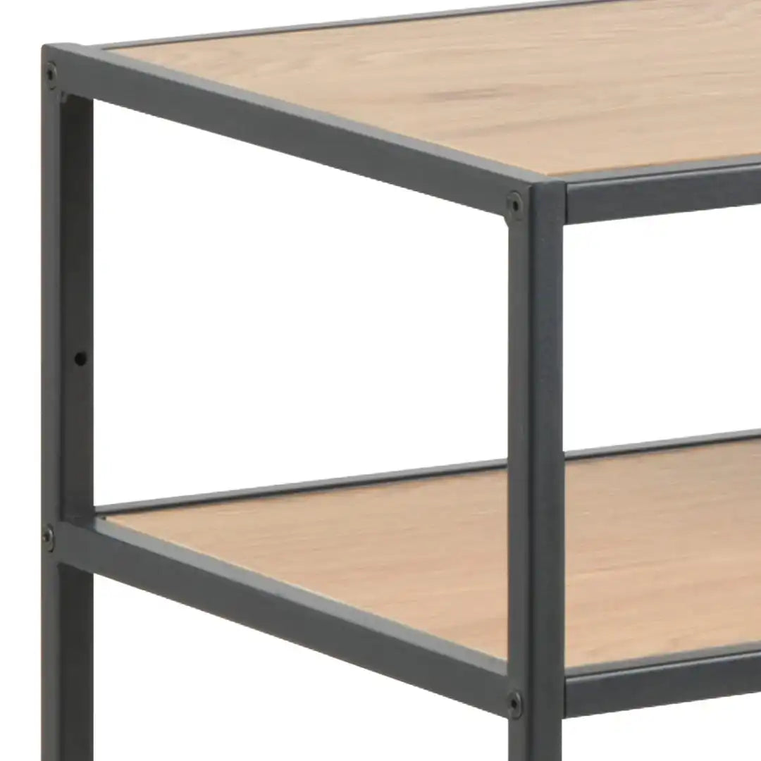 Seaford Console Table, 2 Shelves in Black and Oak - Price Crash Furniture