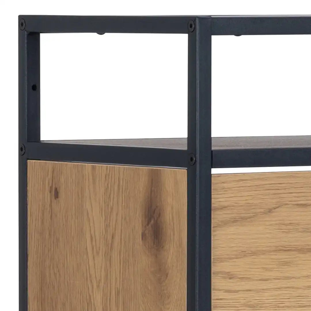 Seaford Shoe Cabinet in Black and Oak - Price Crash Furniture