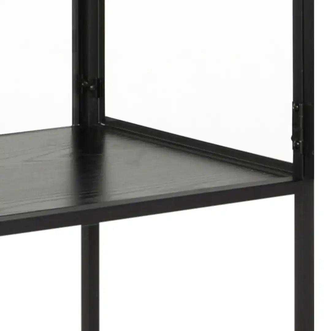 Seaford Tall Black Metal 2 Door Display Cabinet - Price Crash Furniture