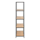 Seaford Tall Black Metal Bookcase with 4 Oak Shelves - Price Crash Furniture