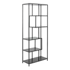 Seaford Tall Black Metal Bookcase with 5 Black Shelves - Price Crash Furniture