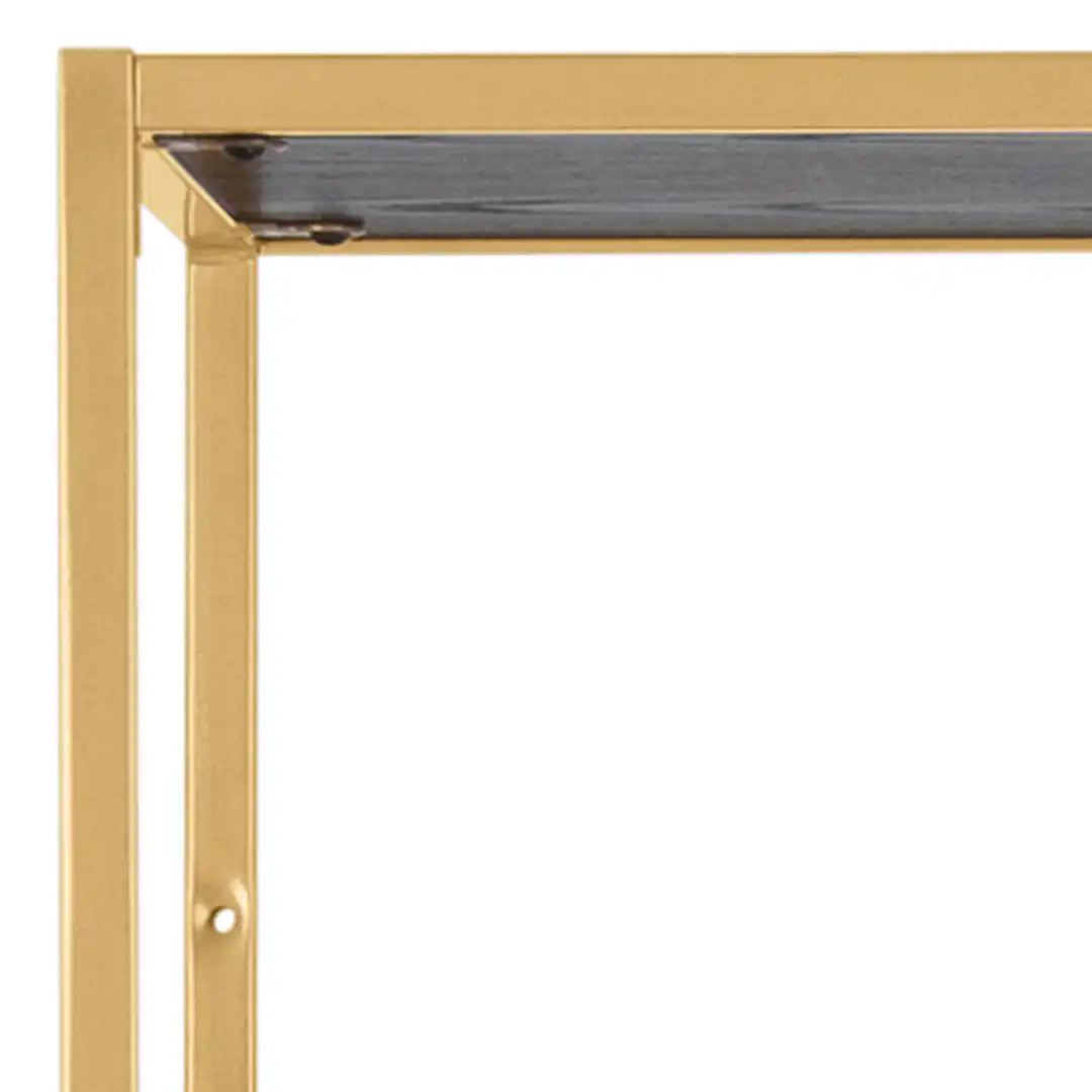 Seaford Tall Gold Metal Bookcase with 5 Black Shelves - Price Crash Furniture