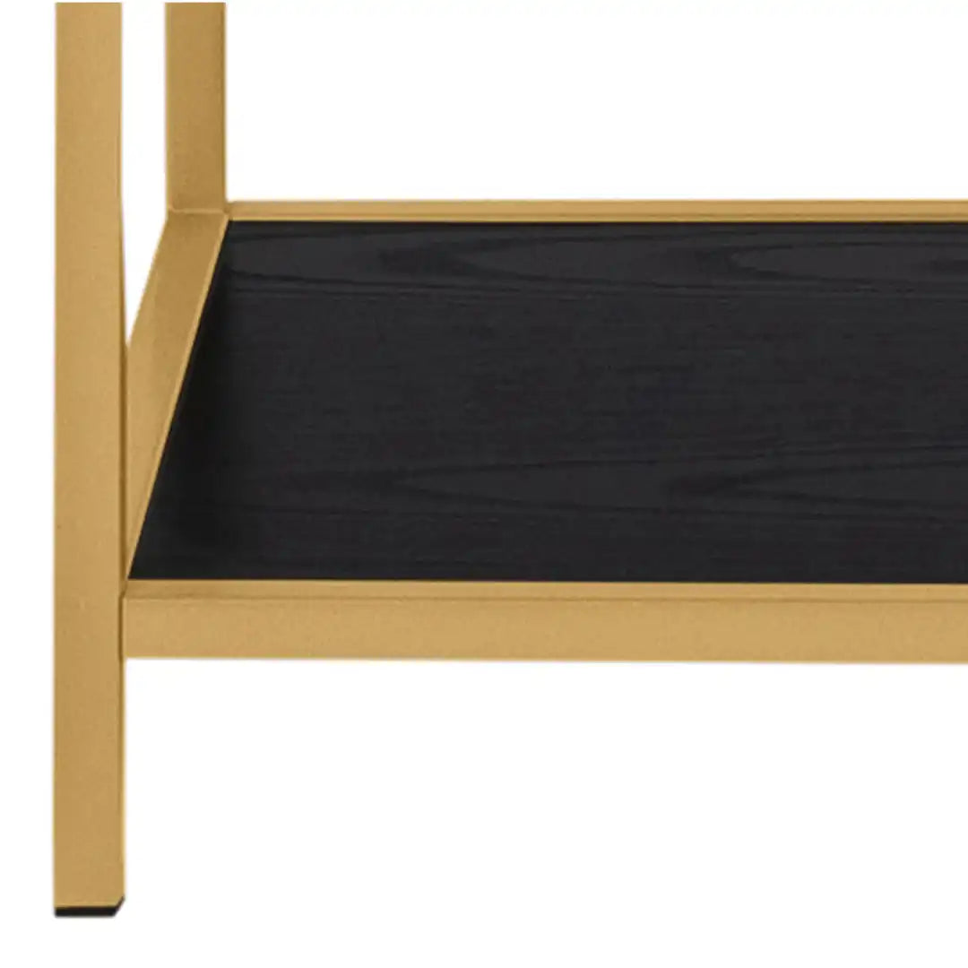 Seaford Tall Gold Metal Bookcase with 5 Black Shelves - Price Crash Furniture