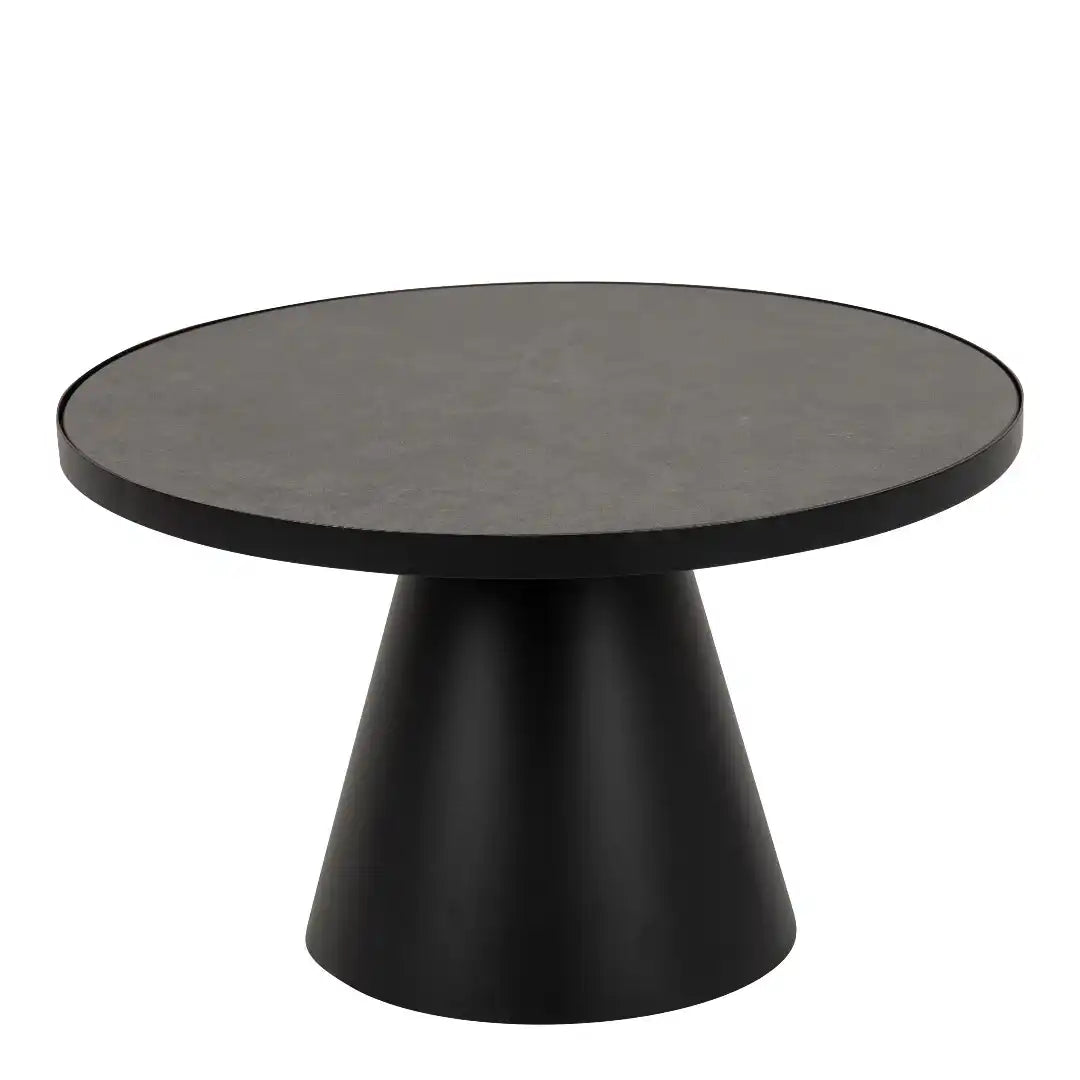 Soli Round Ceramic Coffee Table in Black 65.7x40cm - Price Crash Furniture