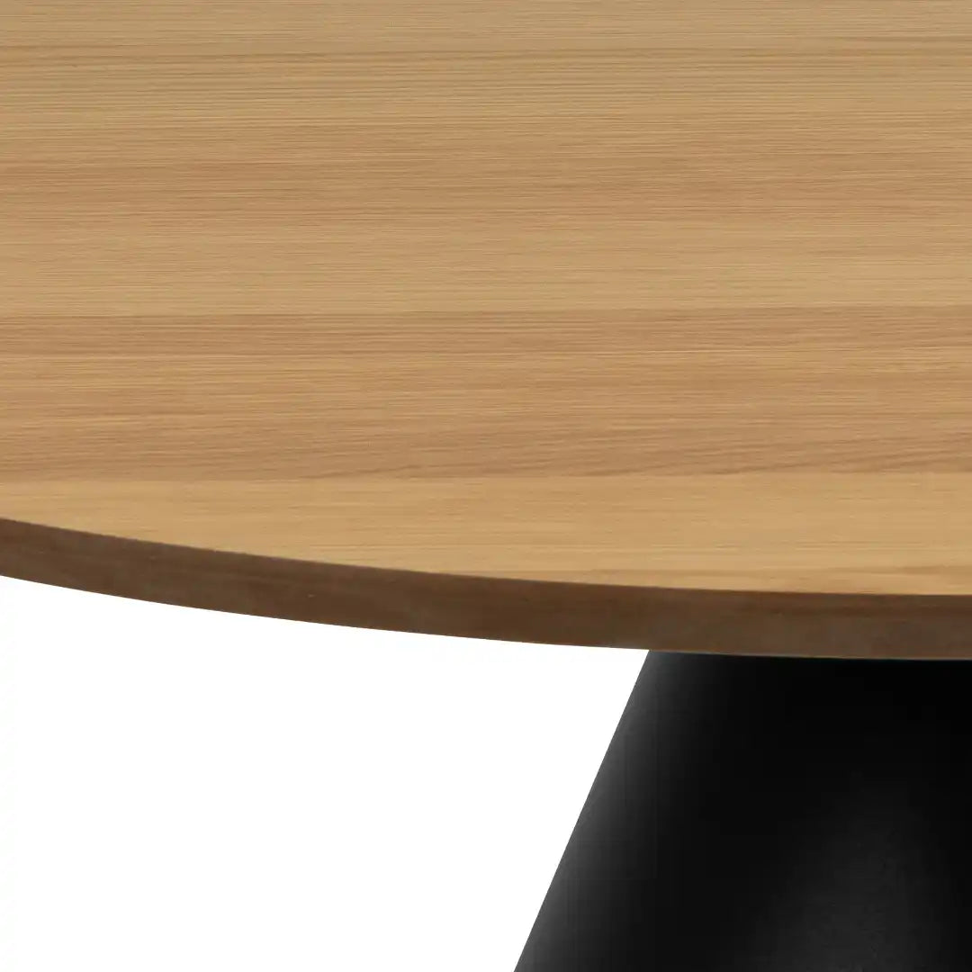 Soli Round Coffee Table in Oak/Black 85x40cm - Price Crash Furniture