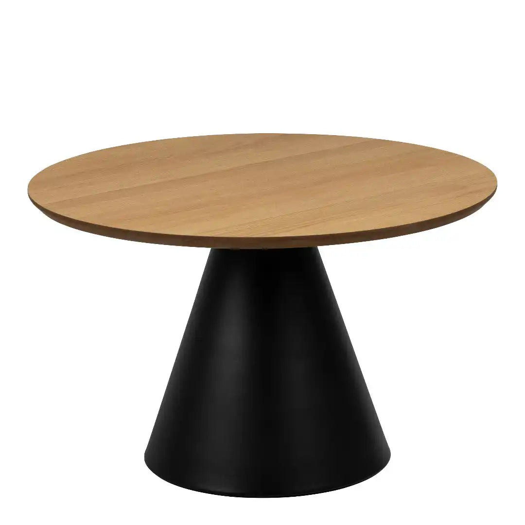Soli Round Coffee Table in Oak/Black 65x43cm - Price Crash Furniture