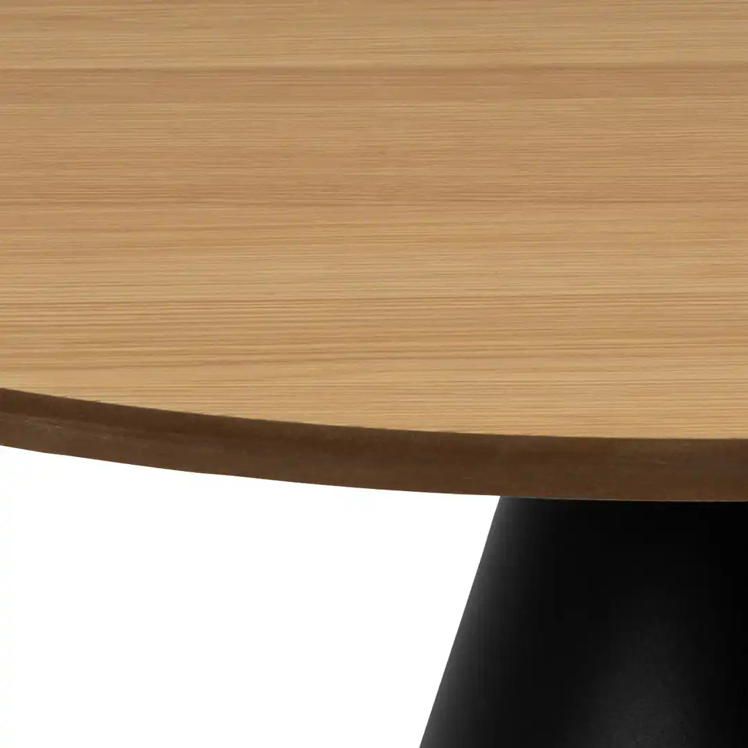 Soli Round Coffee Table in Oak/Black 65x43cm - Price Crash Furniture