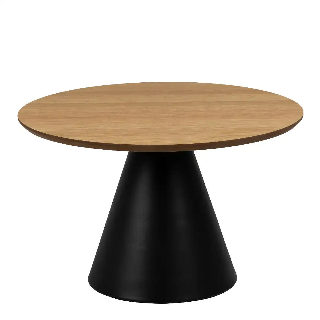 Soli Round Coffee Table in Oak/Black 65x43cm - Price Crash Furniture