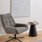 Soli Round Coffee Table in Oak/Black 45x48cm - Price Crash Furniture