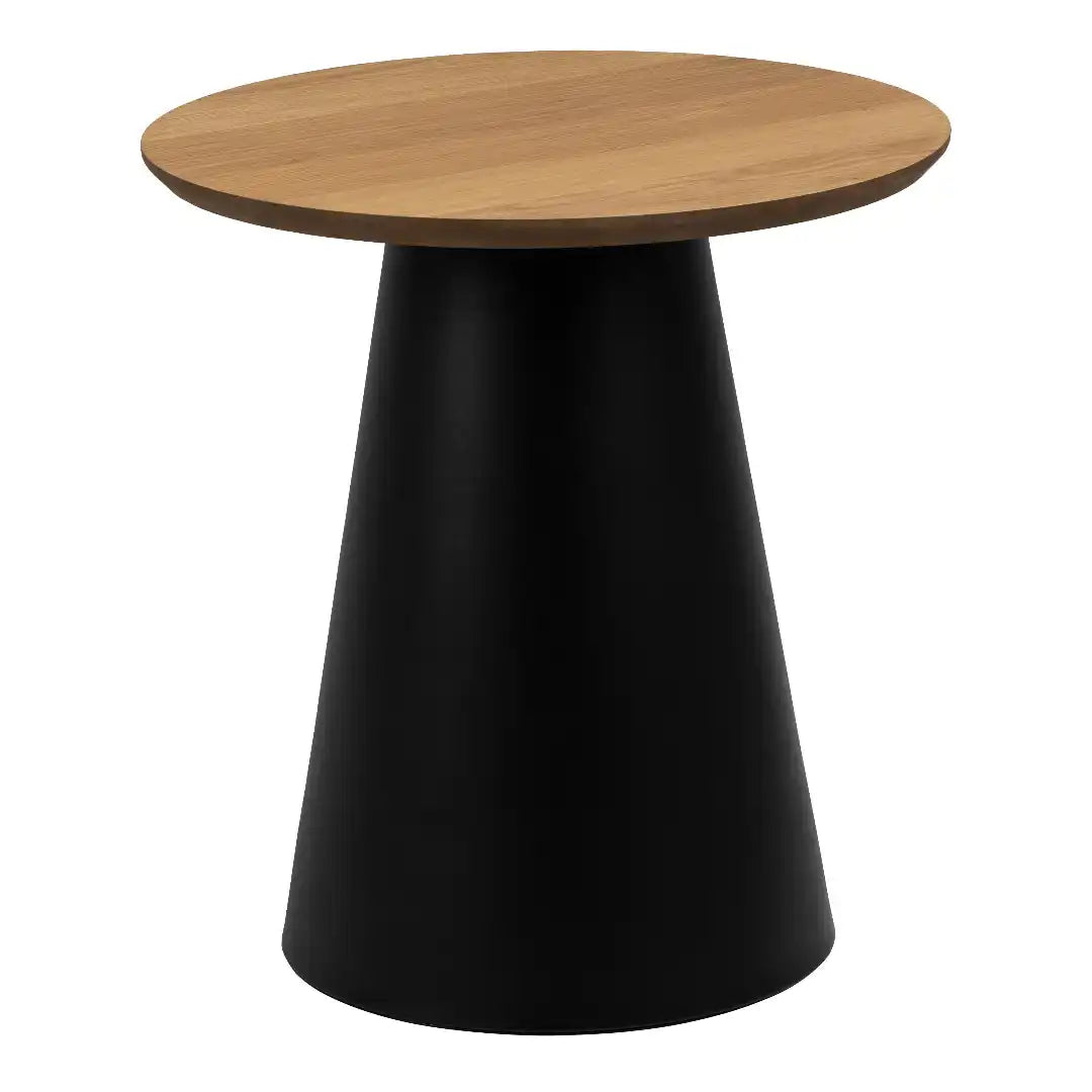 Soli Round Coffee Table in Oak/Black 45x48cm - Price Crash Furniture