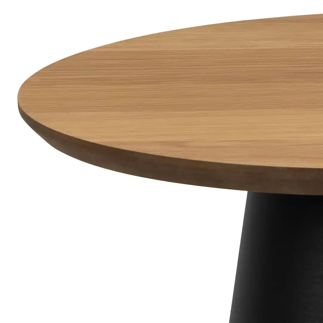 Soli Round Coffee Table in Oak/Black 45x48cm - Price Crash Furniture