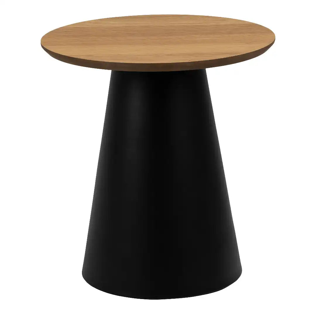 Soli Round Coffee Table in Oak/Black 45x48cm - Price Crash Furniture