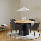 Soli Round Dining Table in Oak/Black 120x75cm - Price Crash Furniture