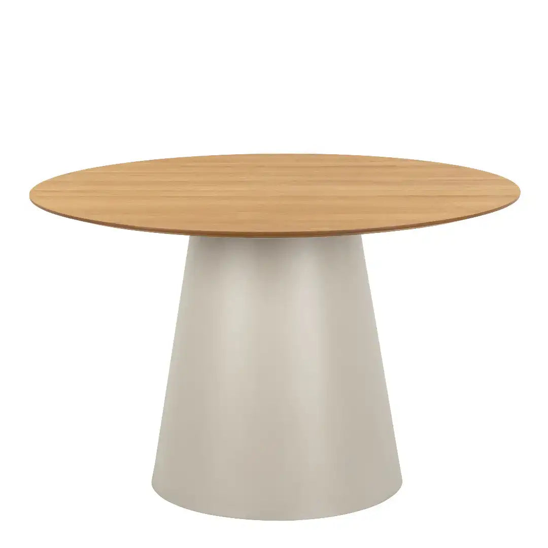 Soli Round Dining Table in Oak/Grey 120x75cm - Price Crash Furniture