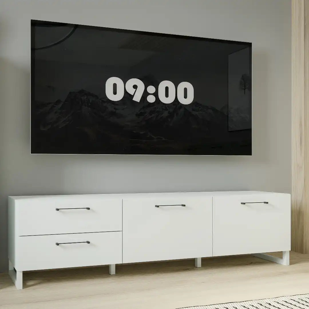 Sali 2 Door 2 Drawer TV Unit in Light Grey - Price Crash Furniture