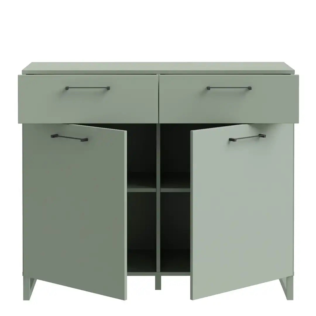 Sali 2 Door 2 Drawer Chest in Sage Green - Price Crash Furniture