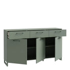 Sali 3 Door 3 Drawer Chest in Sage Green - Price Crash Furniture