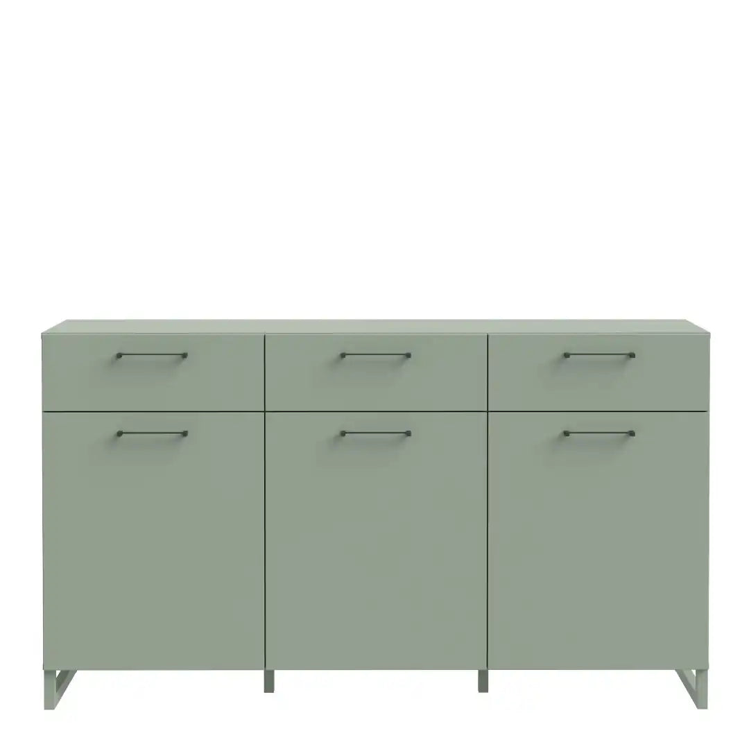 Sali 3 Door 3 Drawer Chest in Sage Green - Price Crash Furniture