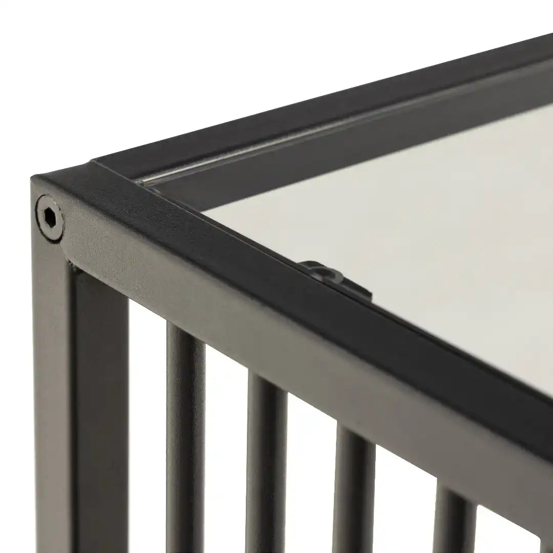 Strington Side Table in Black with Glass Top - Price Crash Furniture