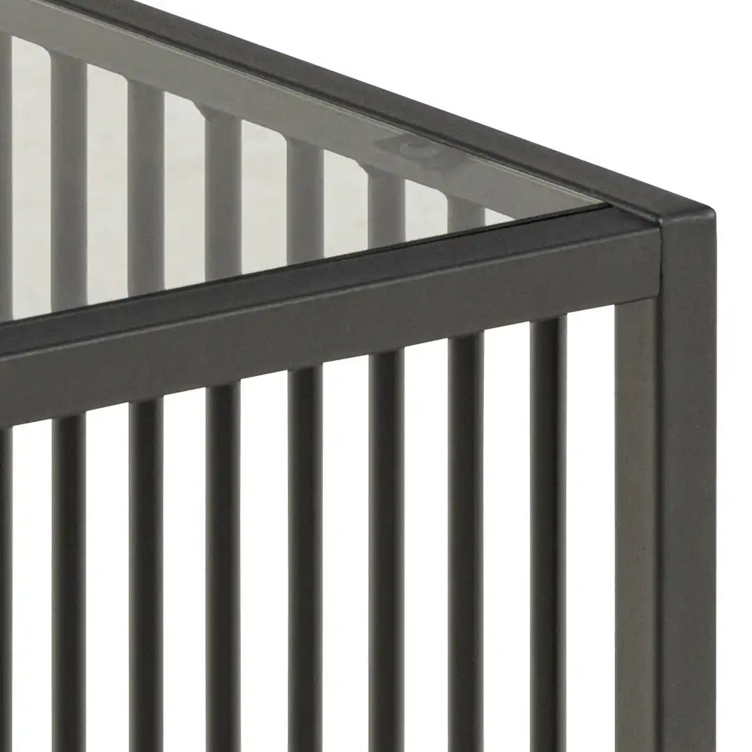 Strington Side Table in Black with Glass Top - Price Crash Furniture