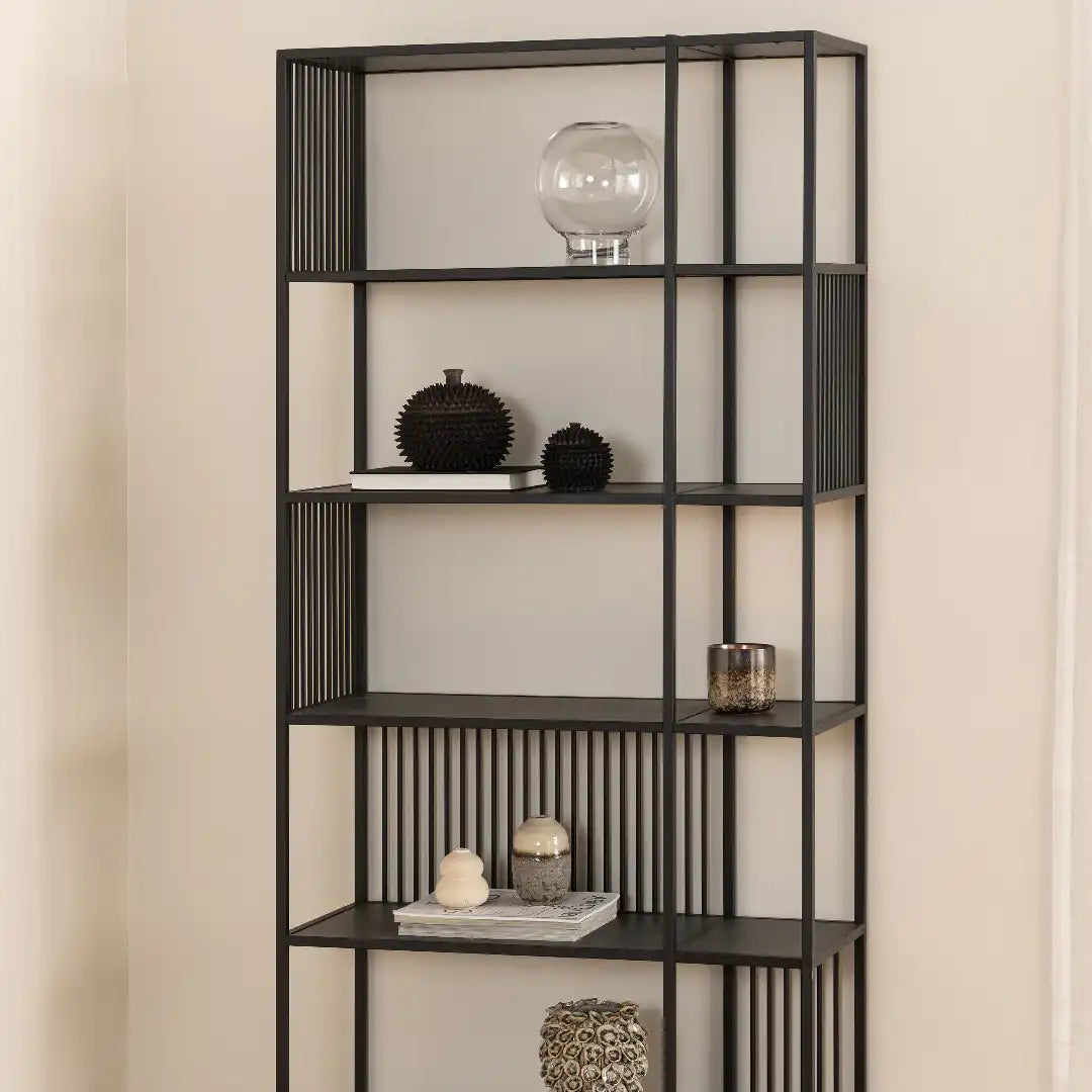 Strington Bookcase with 5 Shelves in Black - Price Crash Furniture