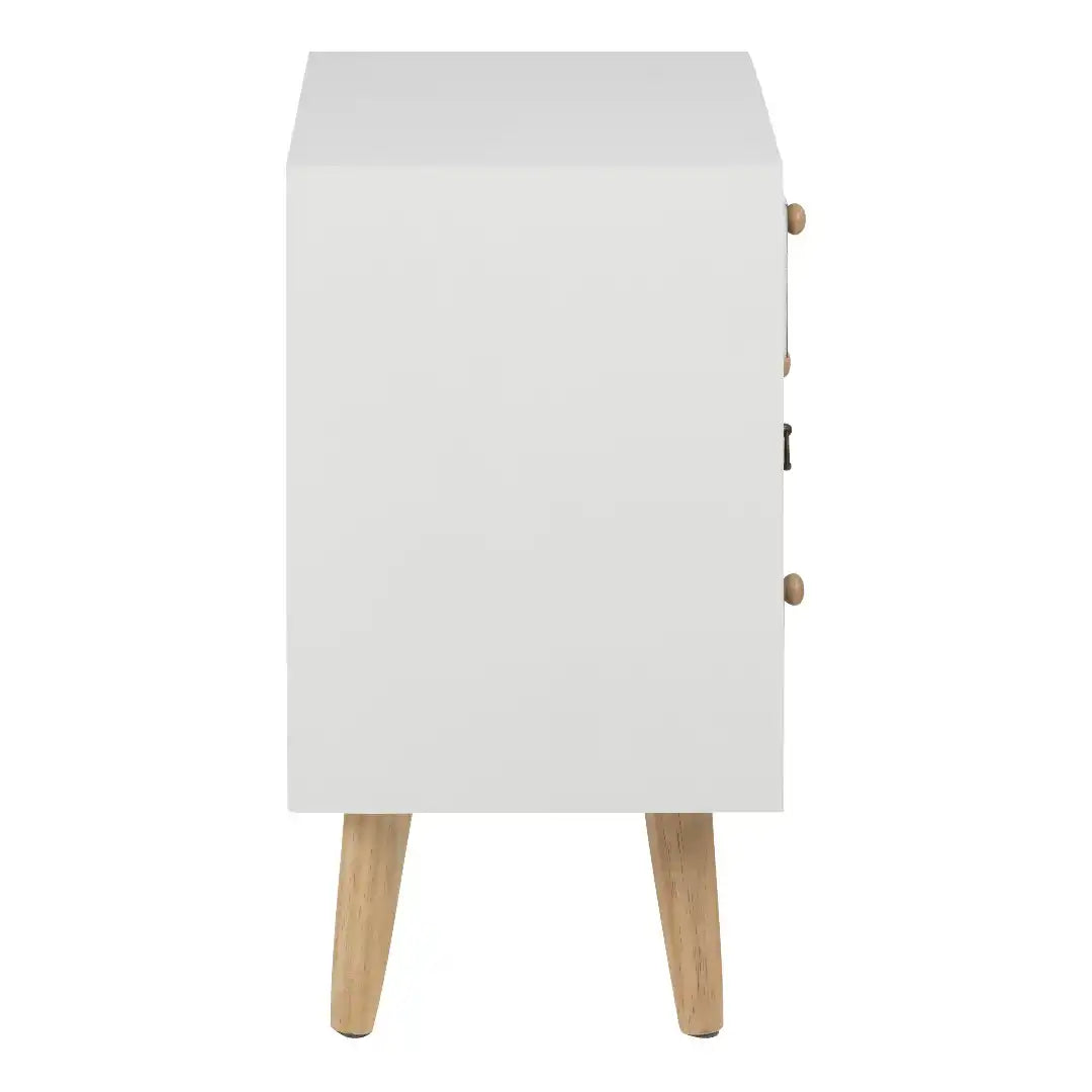 Thais White Shabby Chic Multi Coloured Bedside with 4 Drawers - Price Crash Furniture
