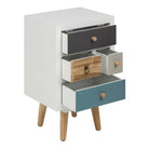 Thais White Shabby Chic Multi Coloured Bedside with 4 Drawers - Price Crash Furniture