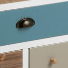 Thais White Shabby Chic Multi Coloured 9 Drawer Chest - Price Crash Furniture