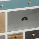 Thais White Shabby Chic Multi Coloured 13 Drawer Chest - Price Crash Furniture