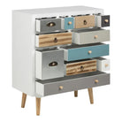 Thais White Shabby Chic Multi Coloured 11 Drawer Chest - Price Crash Furniture