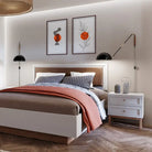 Wensley 2 Drawer Bedside Chest in Light Grey and Oak - Price Crash Furniture