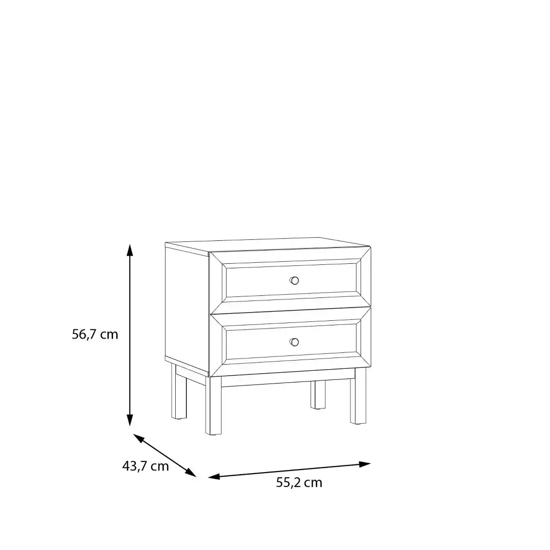 Wensley 2 Drawer Bedside Chest in Light Grey and Oak - Price Crash Furniture