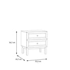 Wensley 2 Drawer Bedside Chest in Light Grey and Oak - Price Crash Furniture