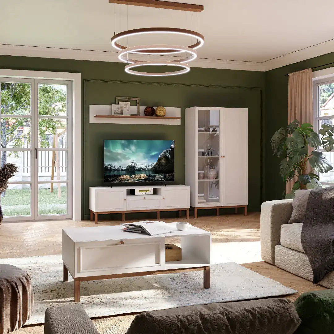 Wensley 1 Drawer Coffee Table in Light Grey and Oak - Price Crash Furniture